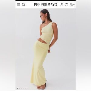 Peppermayo Lemon One-Shoulder Cutout yellow Dress